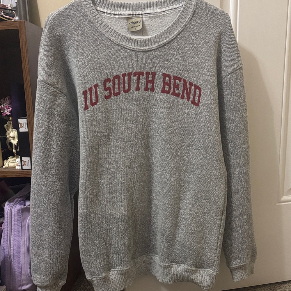 IU South Bend Crewneck Sweatshirt - Gray with Red Lettering
